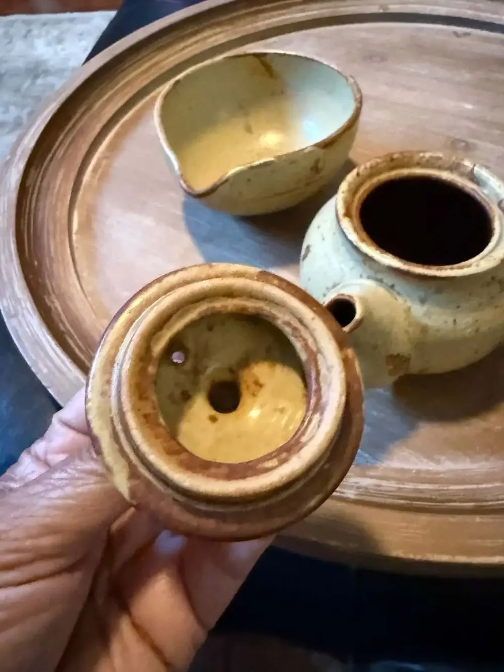 Tokoname Hand-made Mogake Teapot and cup/bowl